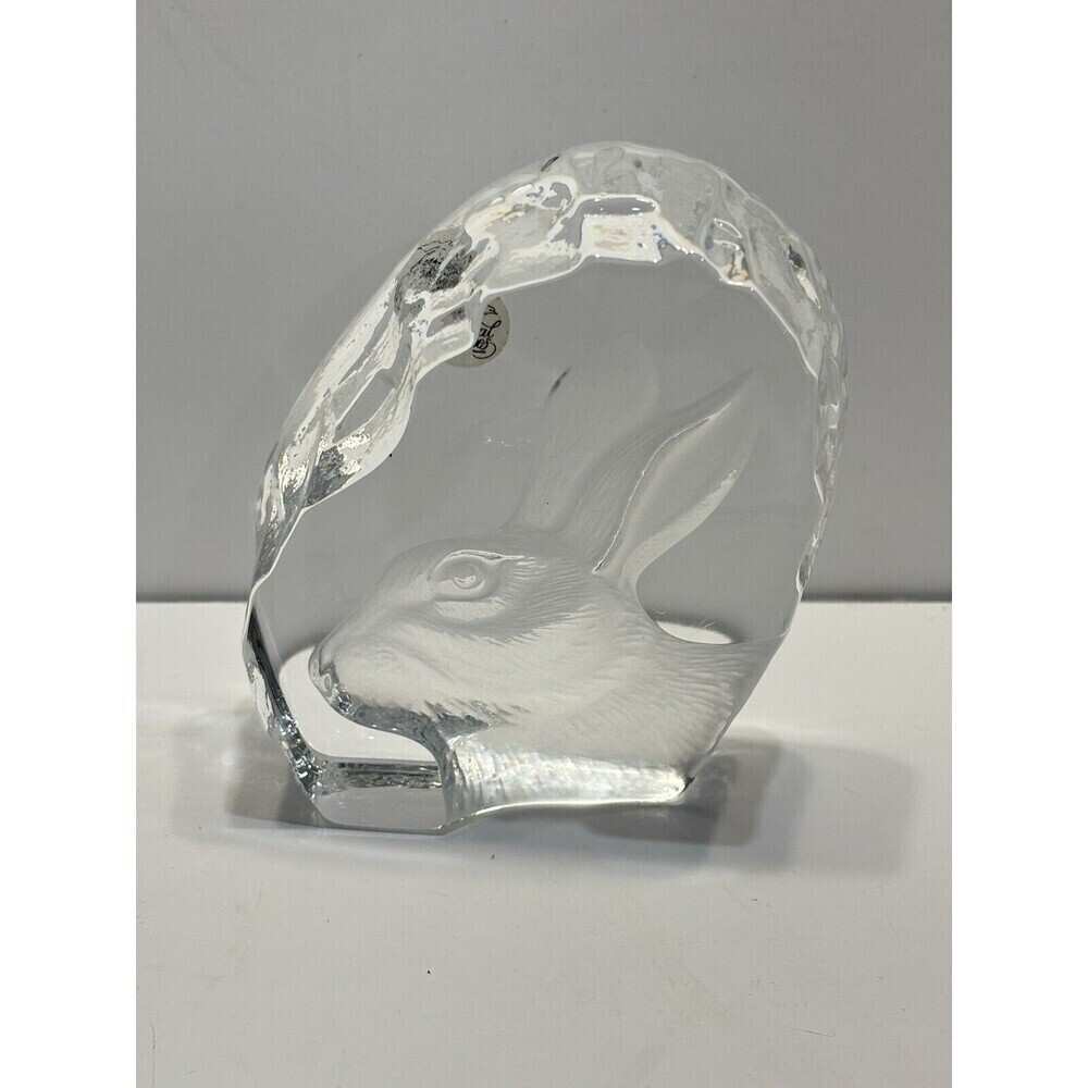 Cristal d'Arques Sculptured Crystal Bunny Rabbit Paperweight Glass France 24%